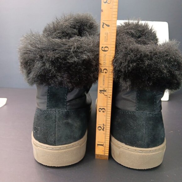 Sz 7.5 Cougar Dubliner Storm Black Suede High Top Sneaker Fur Lined READ VN - Picture 2 of 14